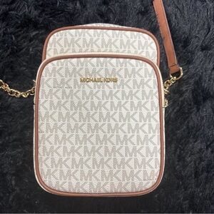 Michael Kors Signature Crossbody Bag in Cream and Brown